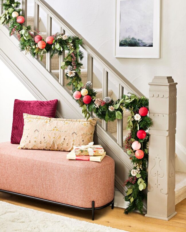 Radiant and Festive Staircase Decoration