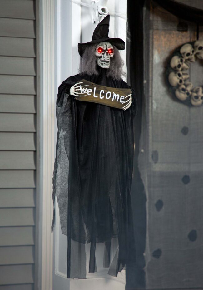Welcome Witch Skeleton at the Door