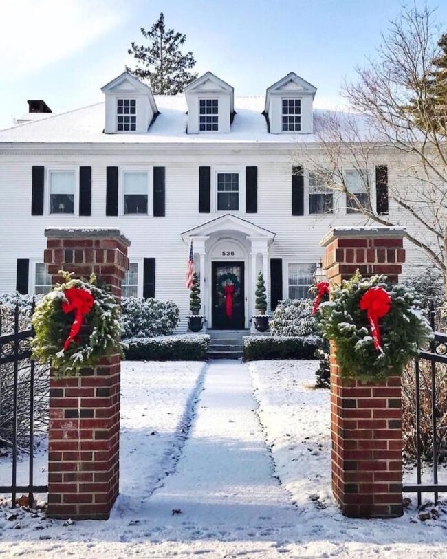 Colonial Charm Amidst Winter's Embrace