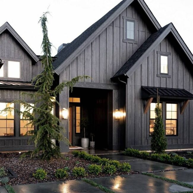 Black Wood Siding on a Modern Farmhouse
