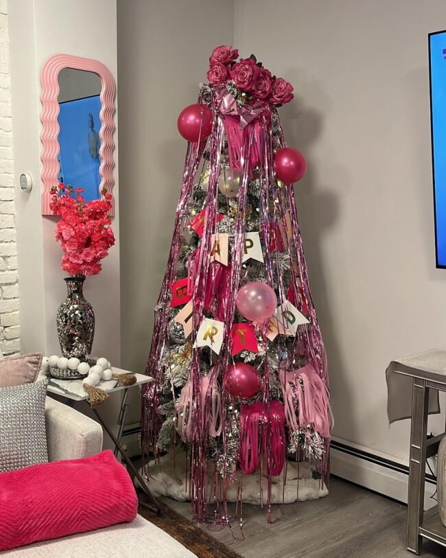 Radiant Pink Holiday Tree Display