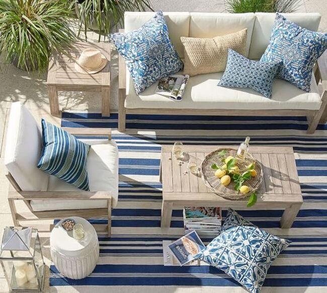 Nautical Nuances with Striped Elegance on the Patio