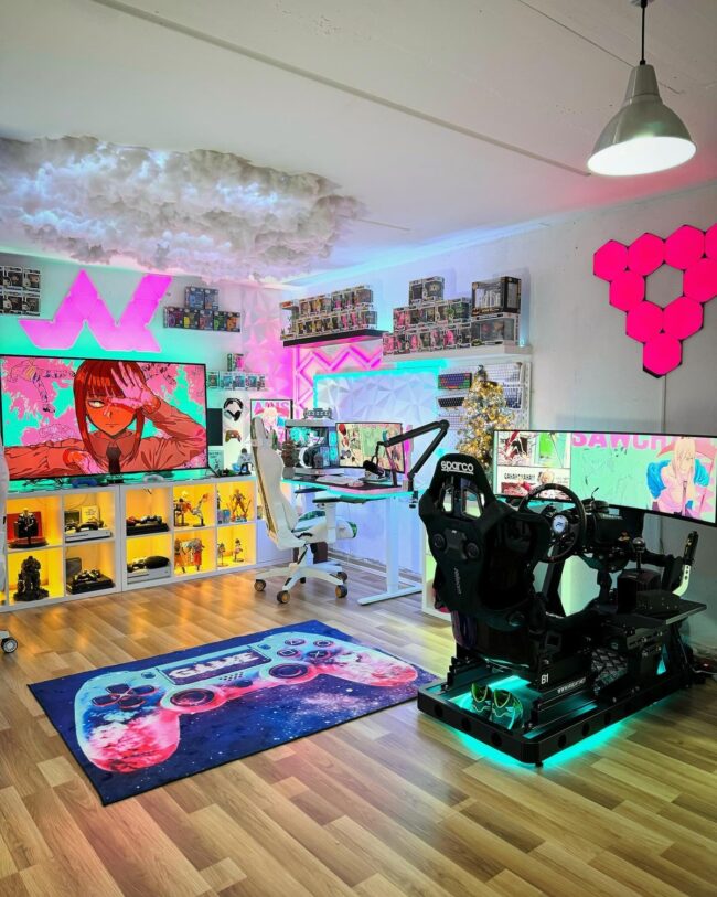 Colorful Anime-Inspired Gaming Room