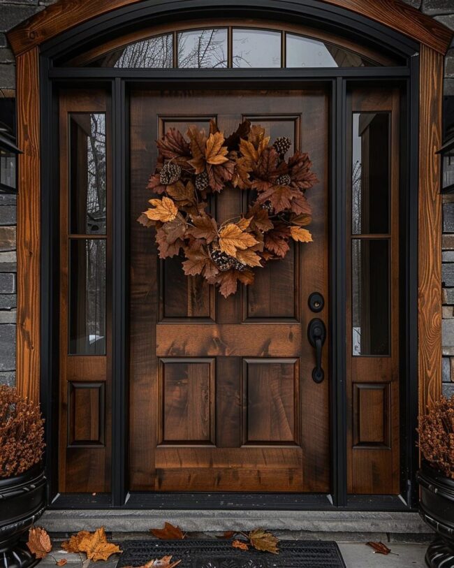 Natural Wood Door for a Warm Welcome