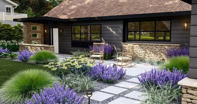 Lavender Paths and Stone Walkways