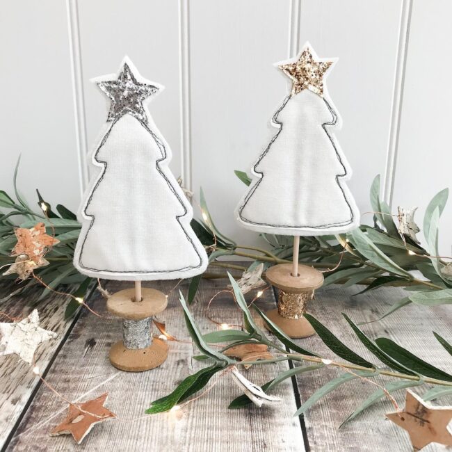 Minimalist White Fabric Christmas Trees
