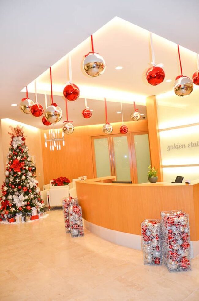 Festive Office Reception Holiday Decorations