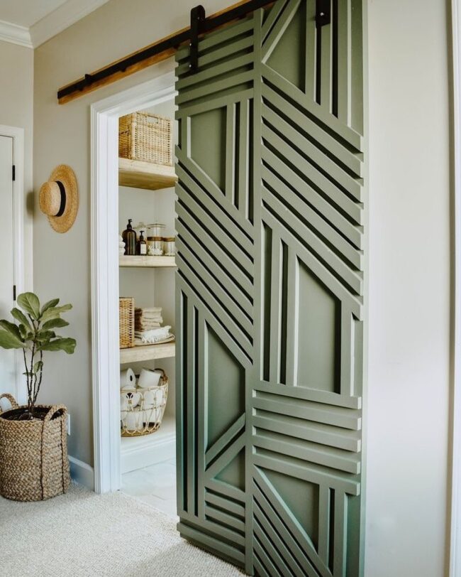 Artistic Green Sliding Door for Unique Appeal