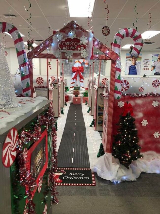 Festive Candy Cane Lane Office Decor