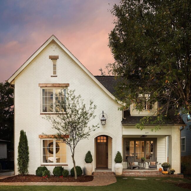 Cozy White Cottage with Wooden Accents