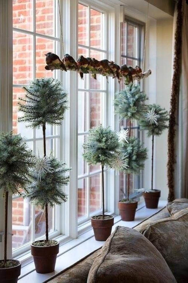 Charming Ornaments Adorning Frosted Trees