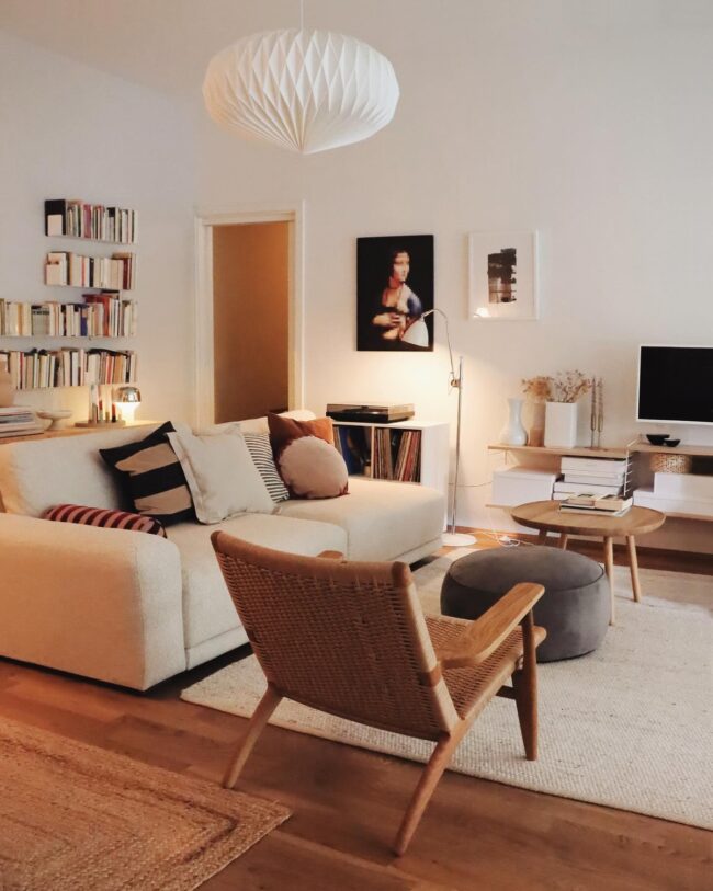 Minimalist Living Room with Cozy Accents and Warmth