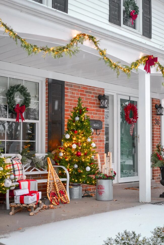 Timeless Red and Green Porch Arrangement