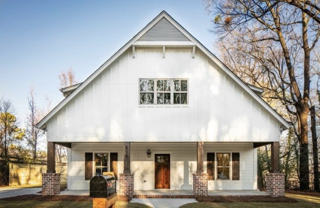 Modern Farmhouse with Wood and Brick