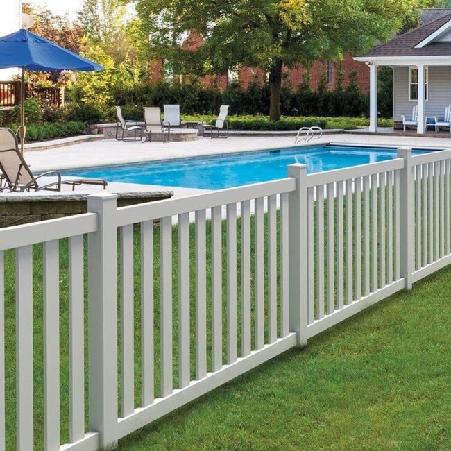 Classic Picket Fencing Around the Pool